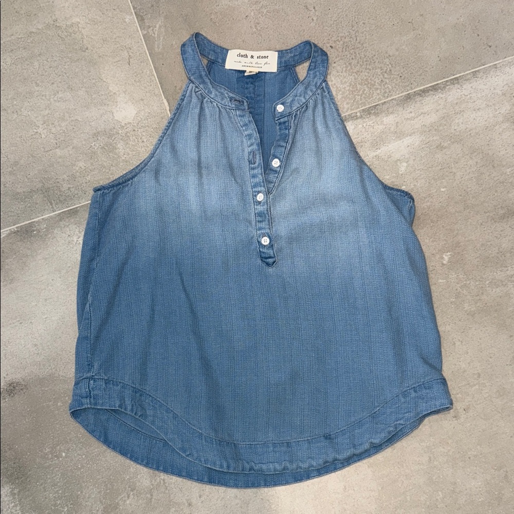 Cloth & Stone Women Top Alter Blue Denim Casual Blouse Sz XS